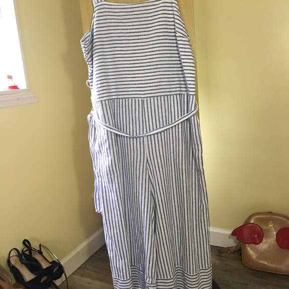 Talia Striped Linen Jumpsuit NWT - Picture 4 of 7